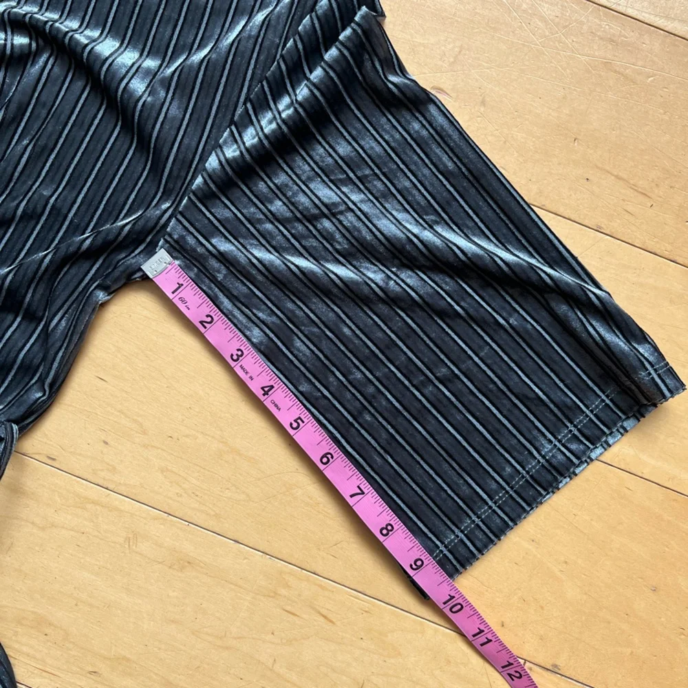 ZARA‎ Trafaluc Jumpsuit Velvet 3/4 Sleeve Striped Wide Leg Gray Blue Size Small